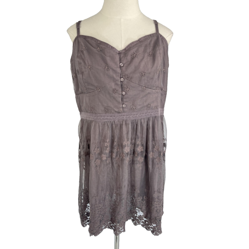 American Eagle Outfitters Dress XL Lace Smocking Eyelet Boho Coastal Cowgirl - Picture 2 of 15